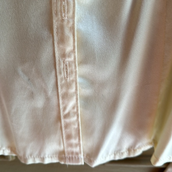 Vintage 70s ivory lace high collar satiny feel ladies top size 9. - Picture 9 of 9